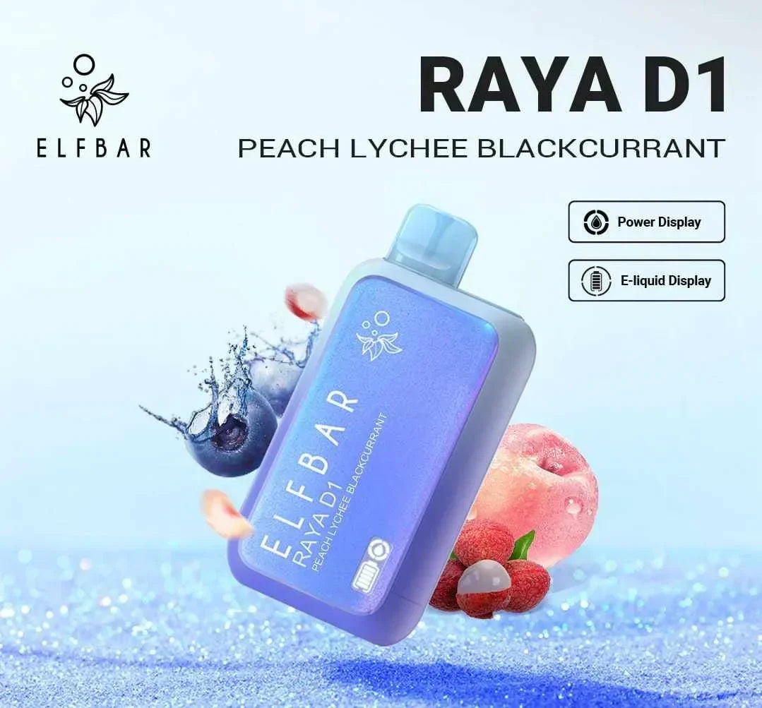 ELF BAR RAYA D1 – Peach Lychee Blackcurrant - Vape Shop Noida