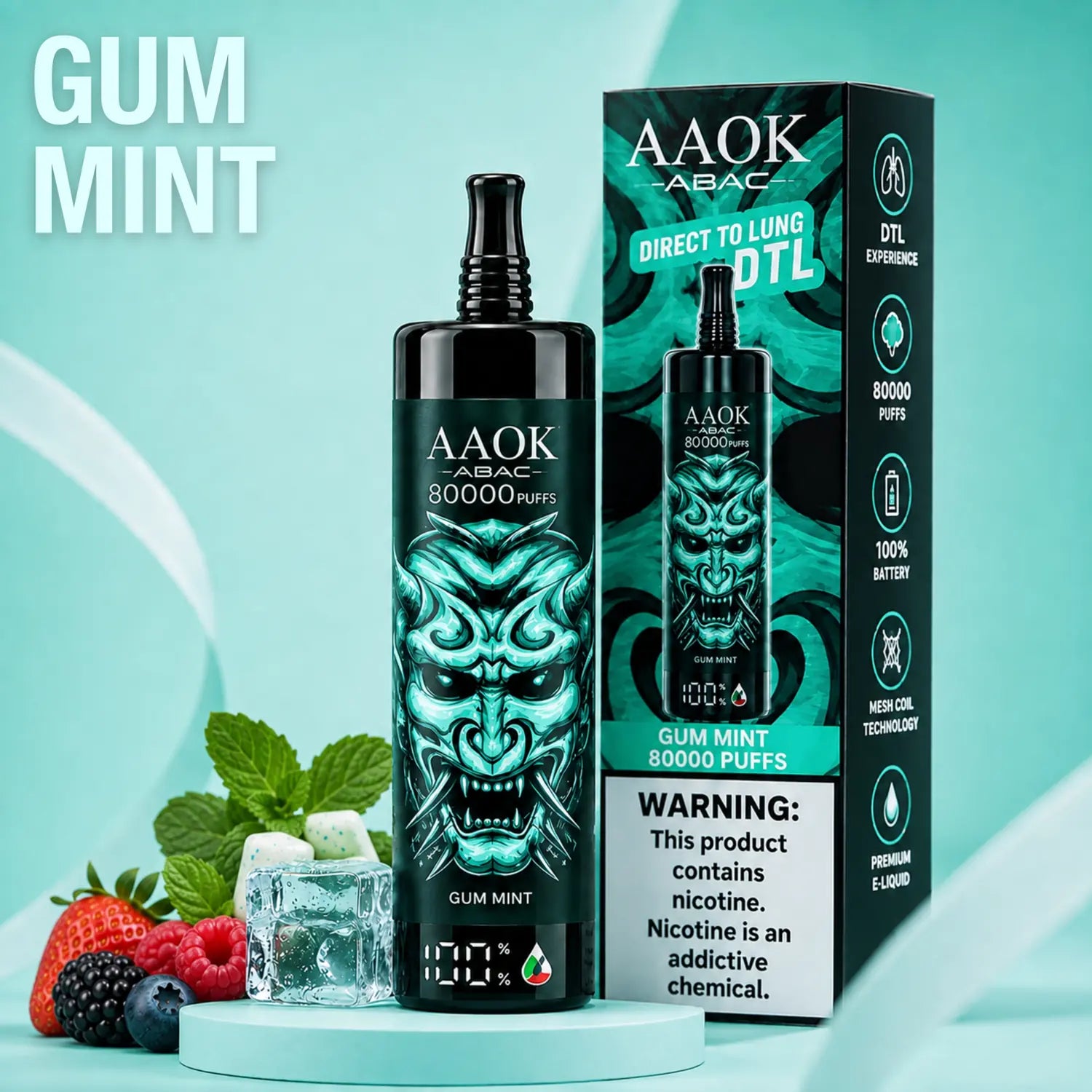 AAOK AK80000 disposable vape - Gum Mint flavour