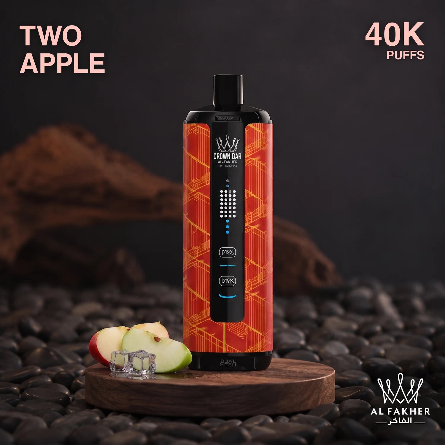Al Fakher Crown Bar MegaMax 40K disposable vape - Two Apple flavour