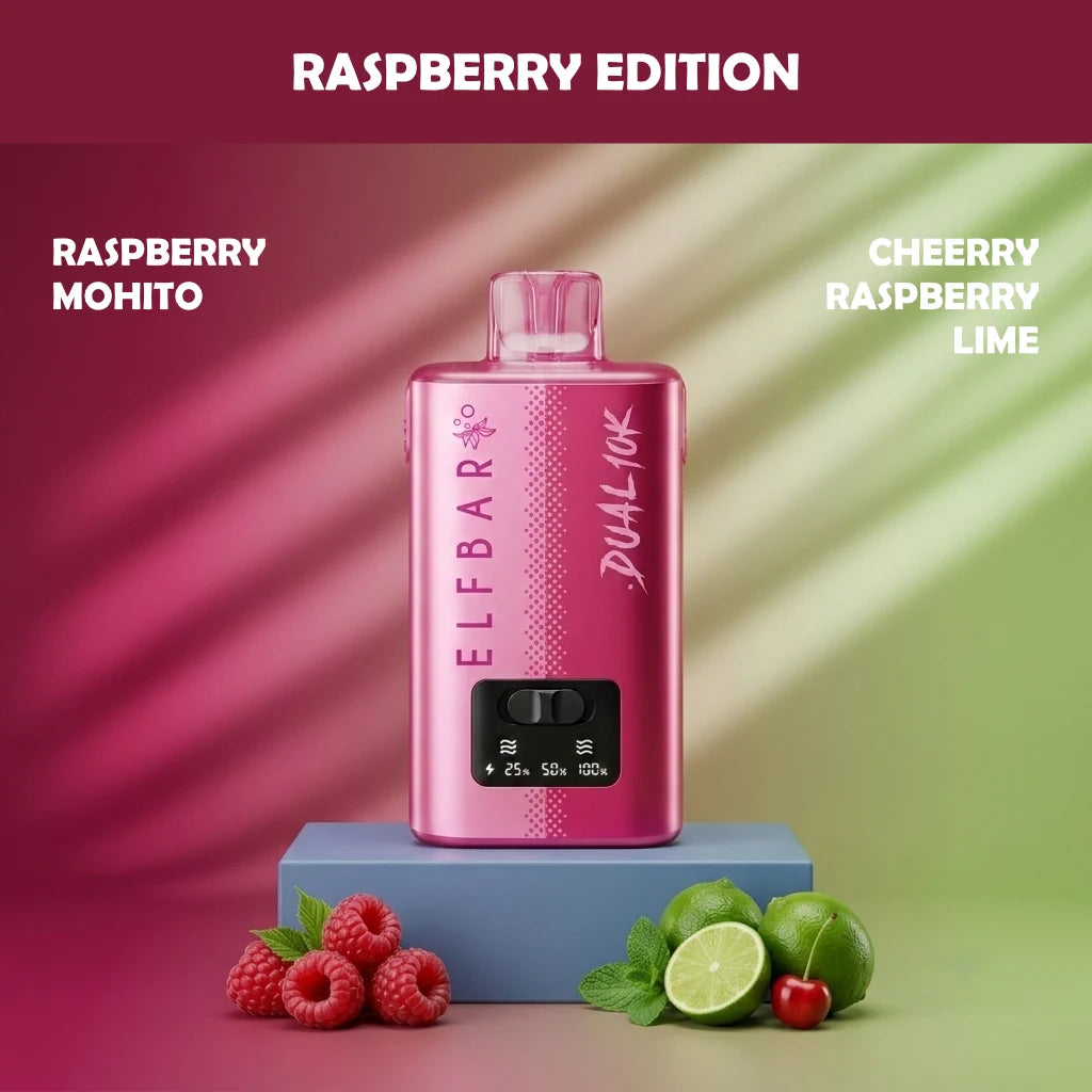 ELF BAR DUAL 10K disposable vape - Raspberry Edition flavour