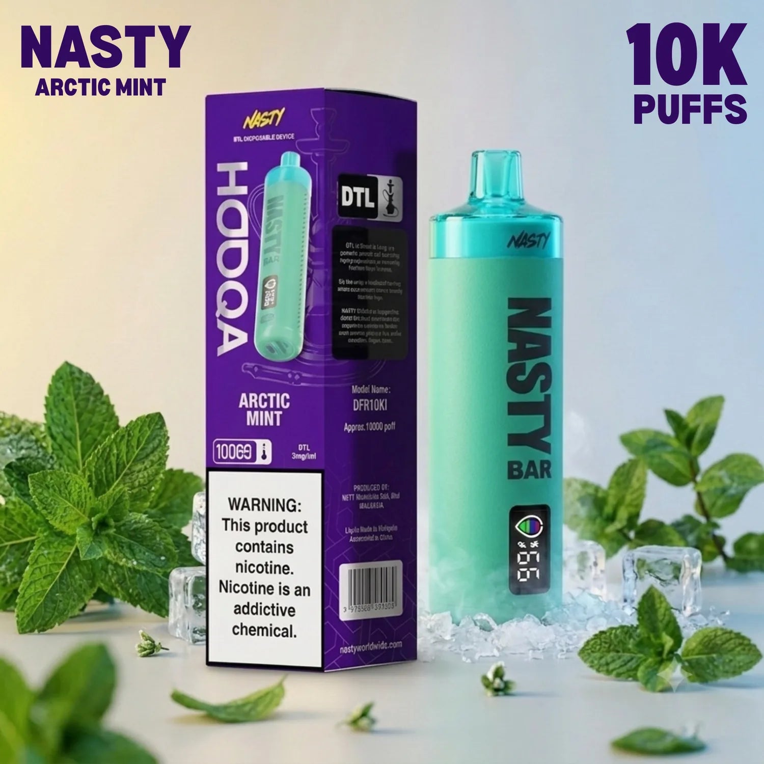 Nasty Bar HooQa - 10000 disposable vape - Arctic Mint flavour