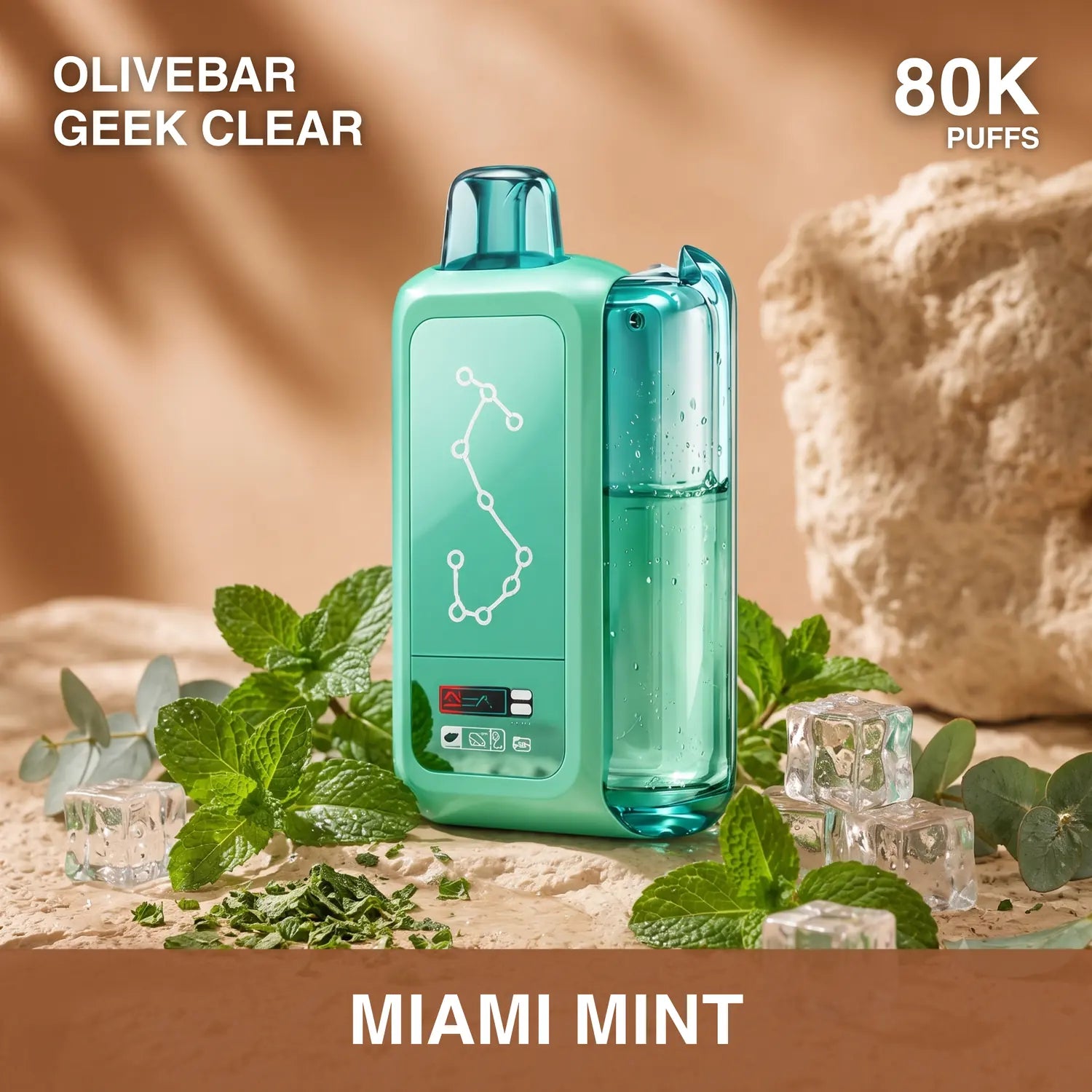 Olivebar Geek Clear 80000 disposable vape - Miami Mint flavour