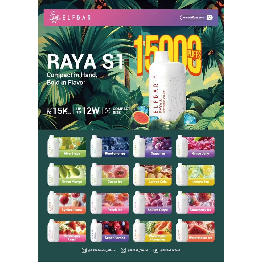 ELF BAR RAYA S1 15K Puffs – Strawberry Guava